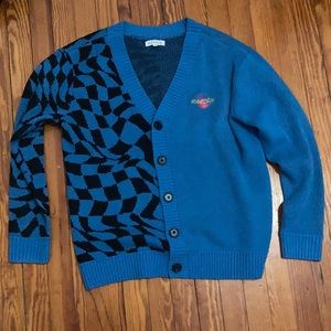 PacSun Blue "Floating" Wavy Checkered Print Cardigan
